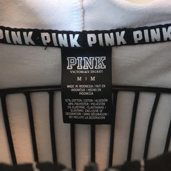 PINK Victoria’s Secret White Gray & Black Zippered Hoodie - Picture 6 of 8